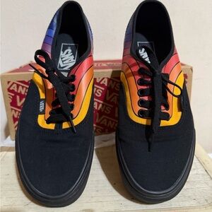 Vans Men's Black and Multicolor Canvas Sneakers